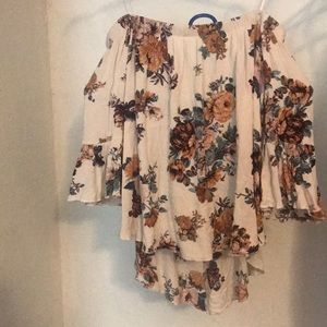 Nude floral off the shoulder top